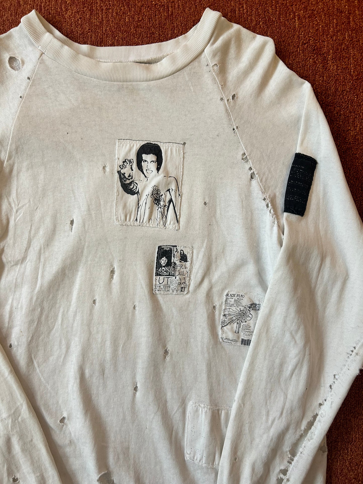 aw01 raf simons "riot riotriot" patched longsleeve