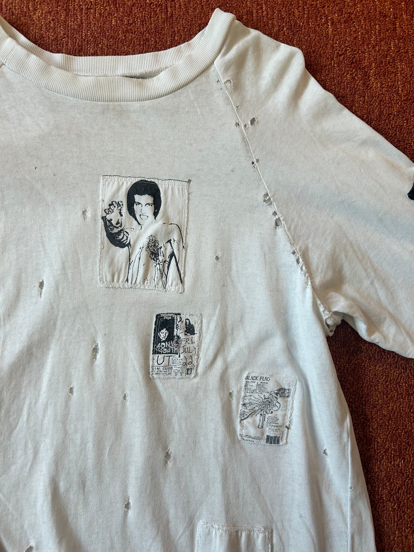 aw01 raf simons "riot riotriot" patched longsleeve