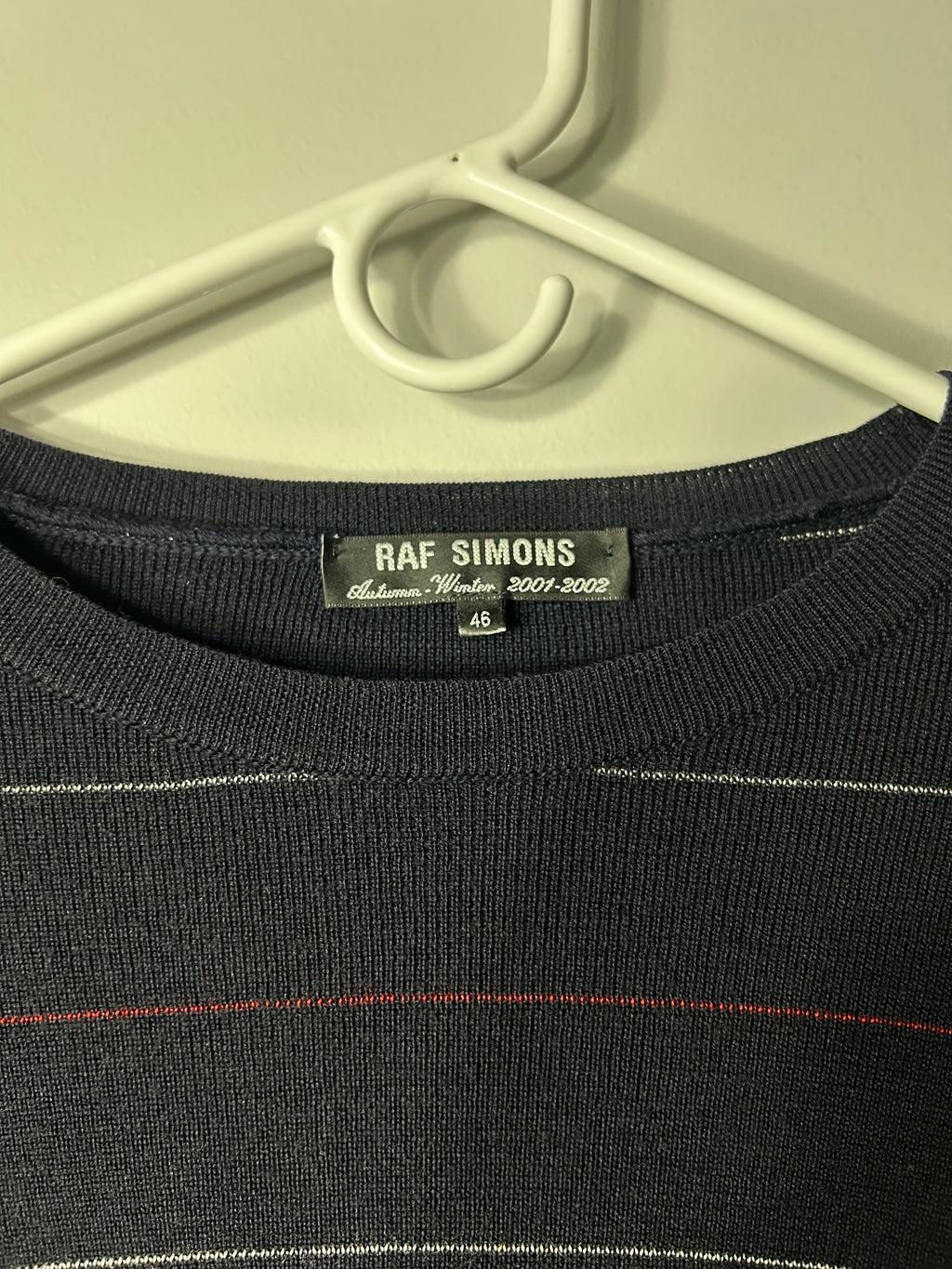 Raf Simons AW01 'Riot Riot Riot' Merino Wool Striped Knit Sweater