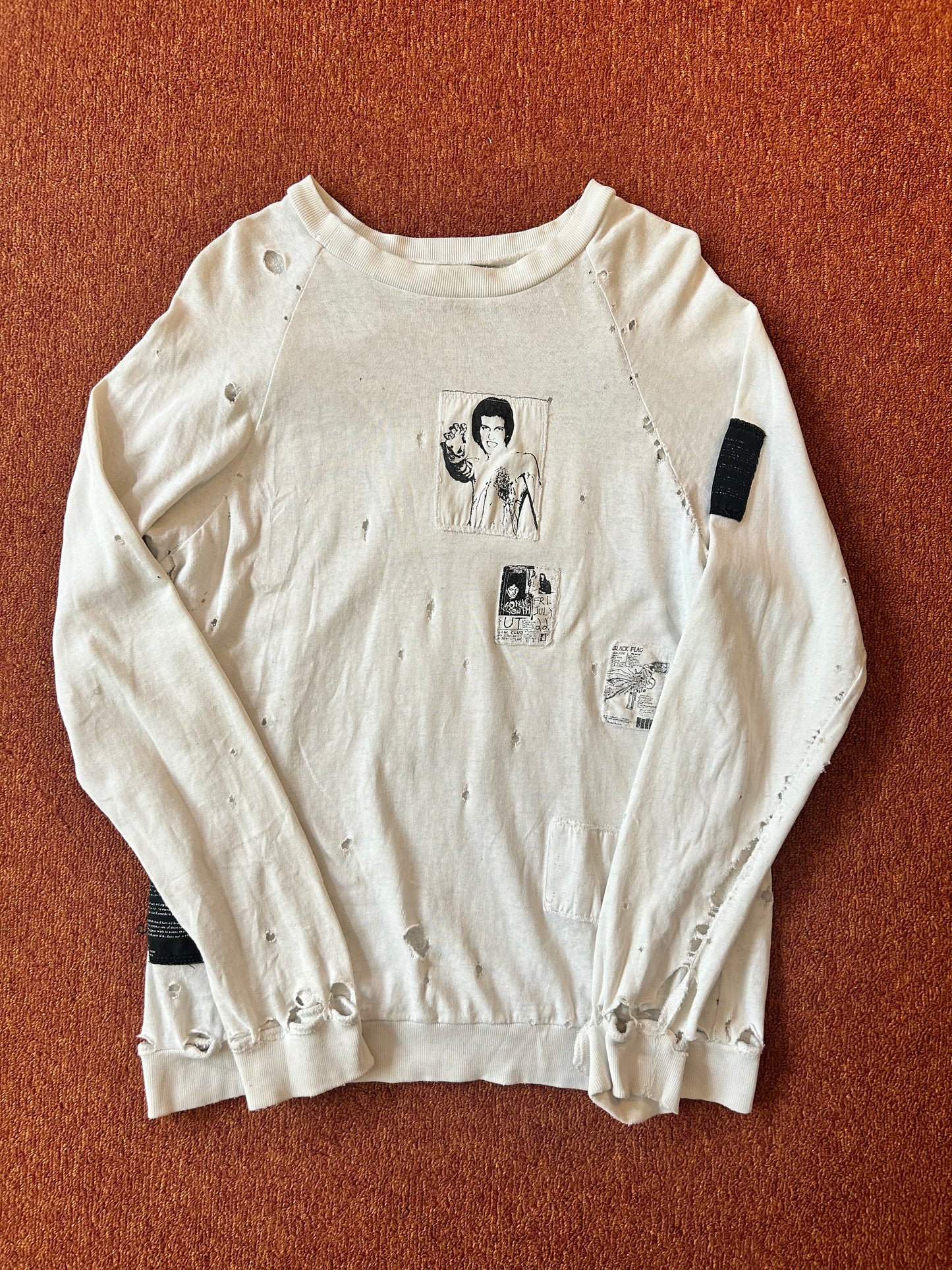 aw01 raf simons "riot riotriot" patched longsleeve