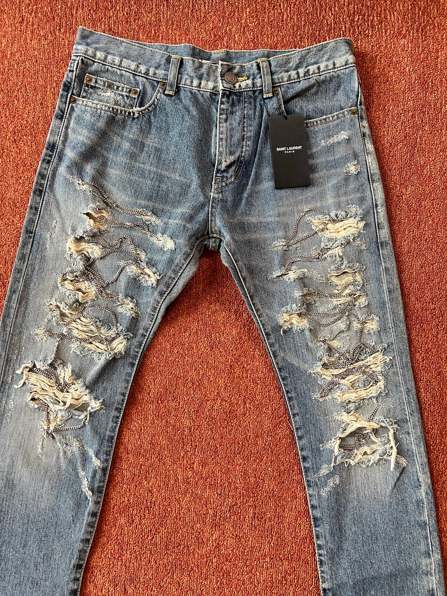 saint laurent fw2013 chain denim