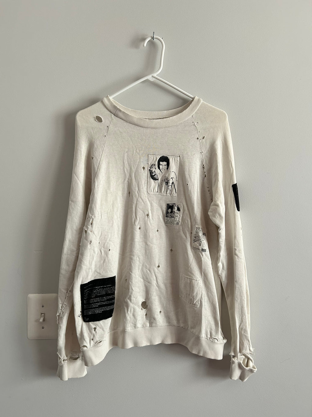 aw01 raf simons "riot riotriot" patched longsleeve