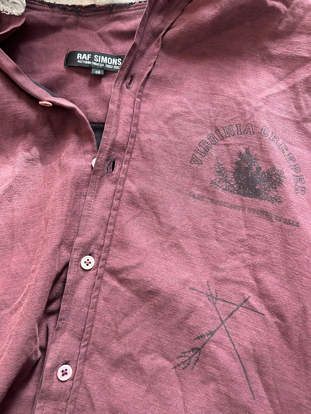 Raf Simon’s AW02 Virginia Creeper Sleeveless Button up hoodie